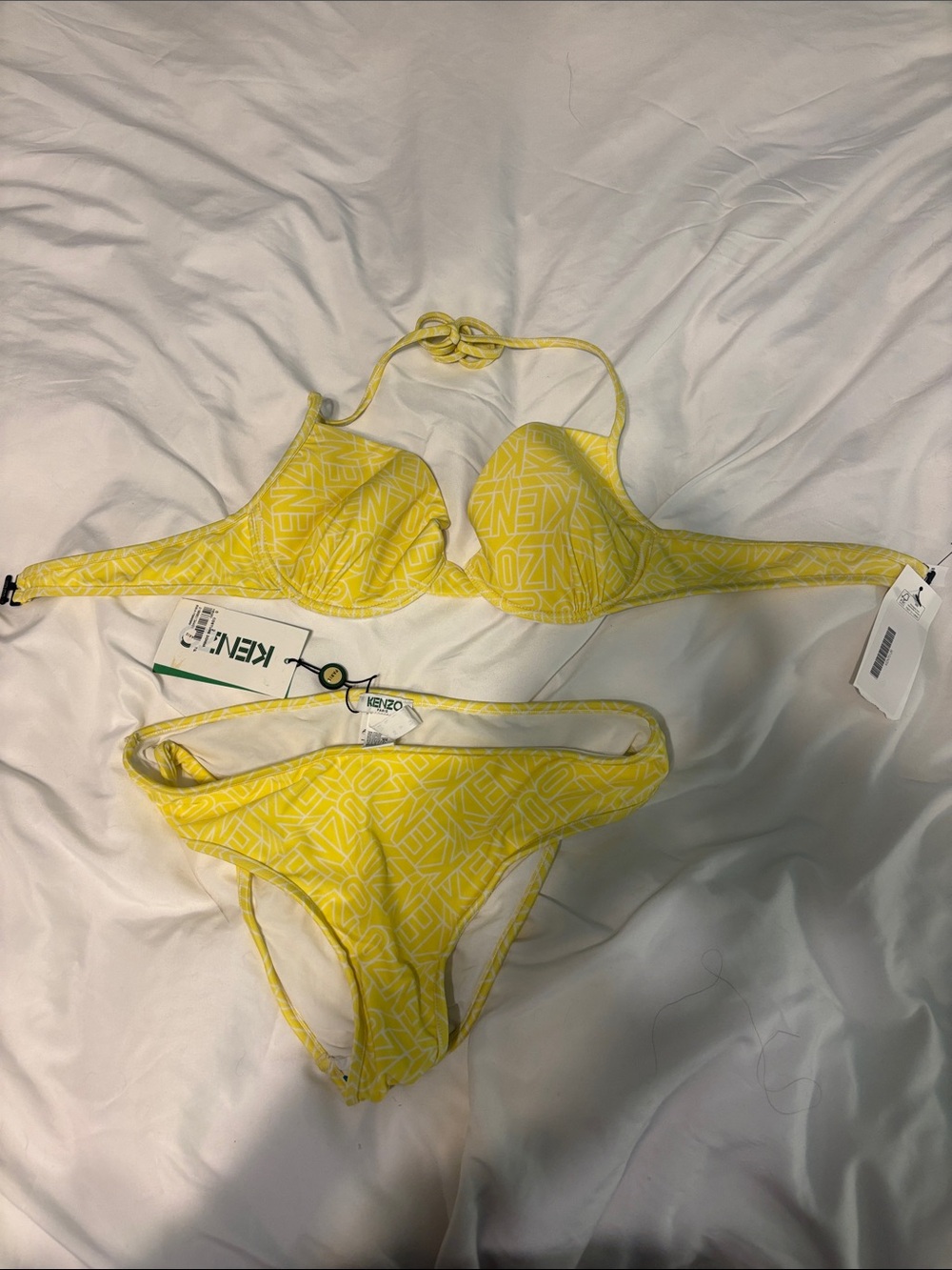 Kenzo Yellow Logo Print Bikini Set